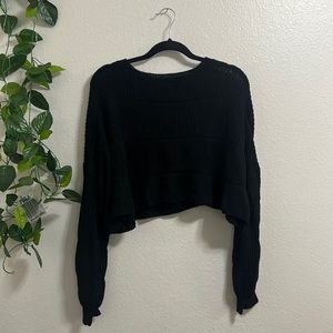 Black knit crop sweater — size L